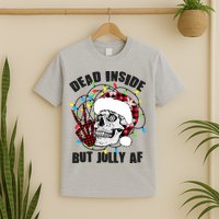 Funny Christmas Dead Inside But Jolly AF Peace Out Skull T-Shirt