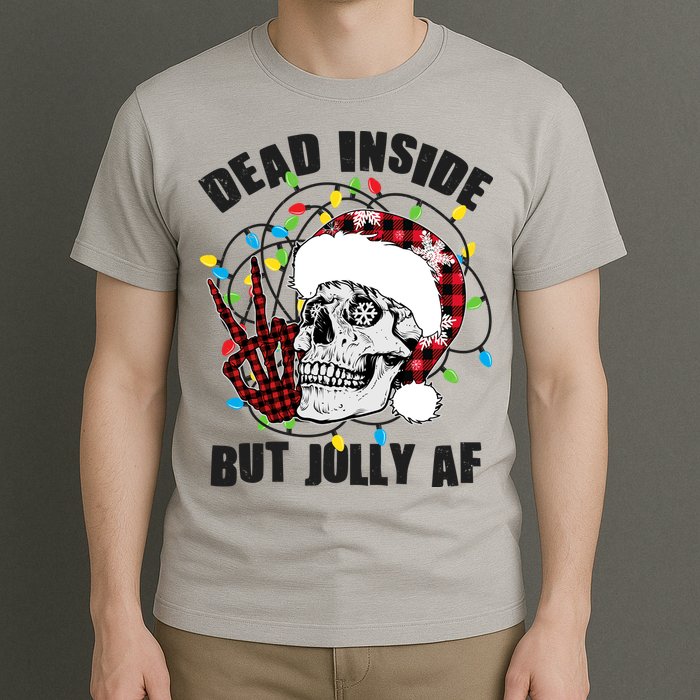 Funny Christmas Dead Inside But Jolly AF Peace Out Skull T-Shirt