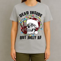 Funny Christmas Dead Inside But Jolly AF Peace Out Skull T-Shirt