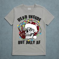 Funny Christmas Dead Inside But Jolly AF Peace Out Skull T-Shirt