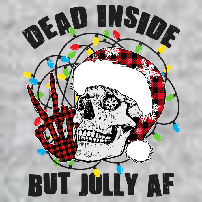 Funny Christmas Dead Inside But Jolly AF Peace Out Skull T-Shirt