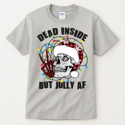 Funny Christmas Dead Inside But Jolly AF Peace Out Skull Tall T-Shirt