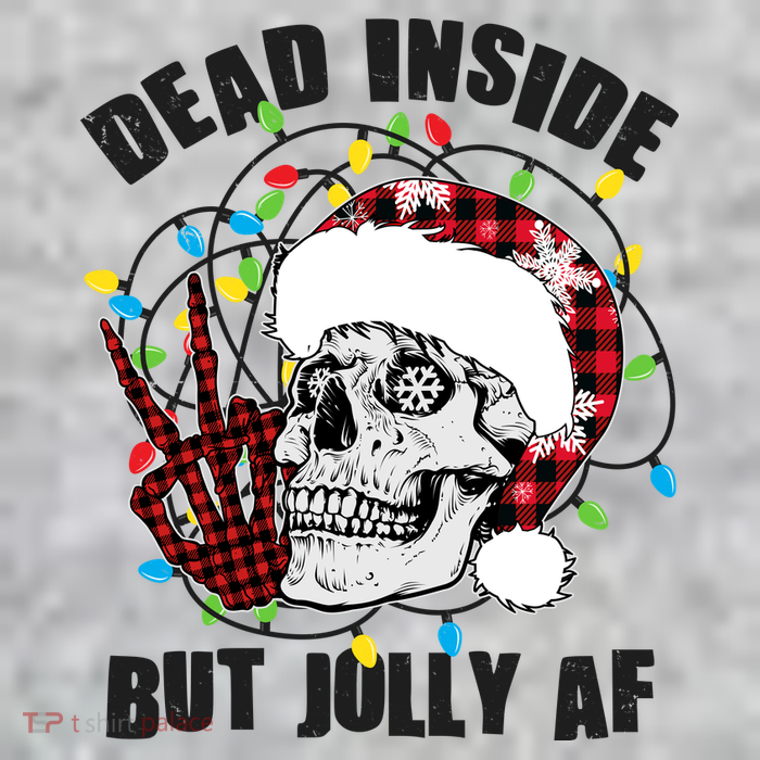Funny Christmas Dead Inside But Jolly AF Peace Out Skull Tall T-Shirt