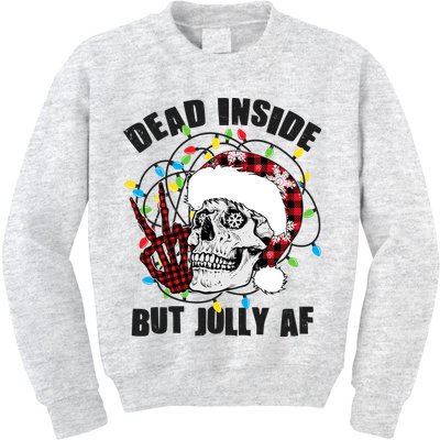 Funny Christmas Dead Inside But Jolly AF Peace Out Skull Kids Sweatshirt