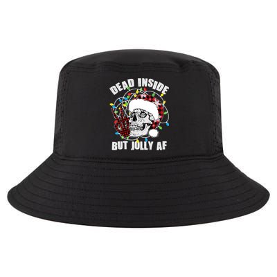 Funny Christmas Dead Inside But Jolly AF Peace Out Skull Cool Comfort Performance Bucket Hat