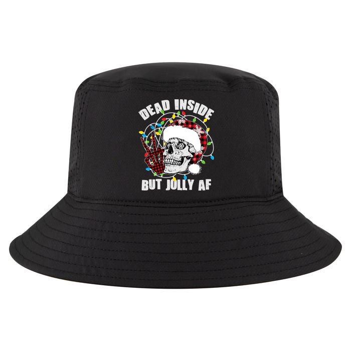 Funny Christmas Dead Inside But Jolly AF Peace Out Skull Cool Comfort Performance Bucket Hat