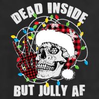 Funny Christmas Dead Inside But Jolly AF Peace Out Skull Garment-Dyed Fleece Hoodie