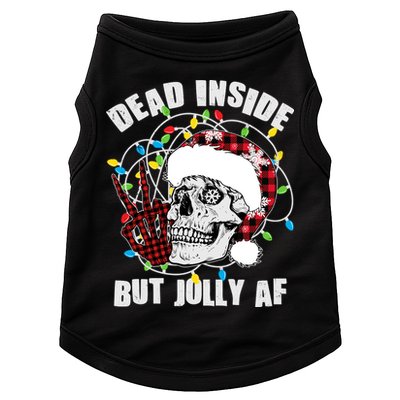 Funny Christmas Dead Inside But Jolly AF Peace Out Skull Doggie Tank