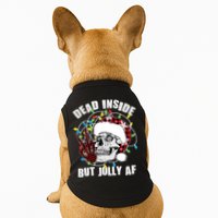 Funny Christmas Dead Inside But Jolly AF Peace Out Skull Doggie Tank
