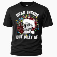 Funny Christmas Dead Inside But Jolly AF Peace Out Skull Performance Shirt