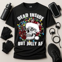 Funny Christmas Dead Inside But Jolly AF Peace Out Skull Performance Shirt