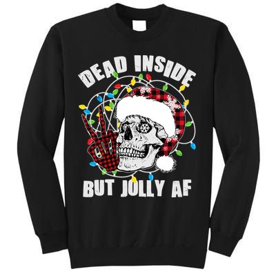 Funny Christmas Dead Inside But Jolly AF Peace Out Skull Sweatshirt