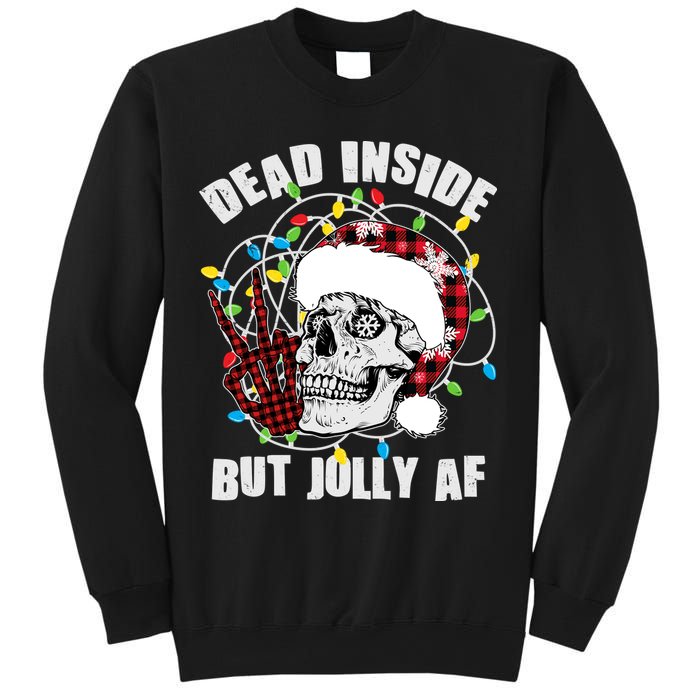 Funny Christmas Dead Inside But Jolly AF Peace Out Skull Sweatshirt
