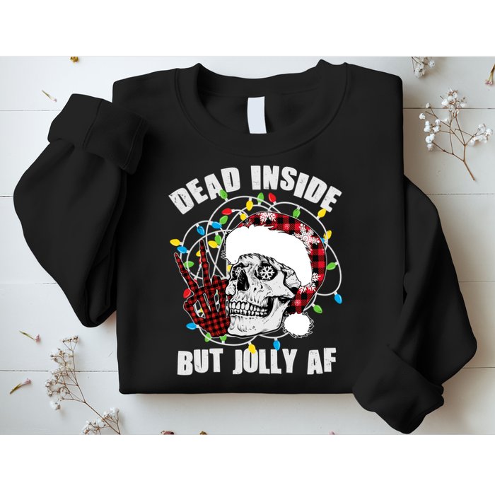 Funny Christmas Dead Inside But Jolly AF Peace Out Skull Sweatshirt