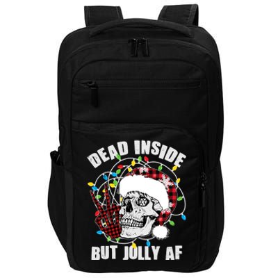 Funny Christmas Dead Inside But Jolly AF Peace Out Skull Impact Tech Backpack