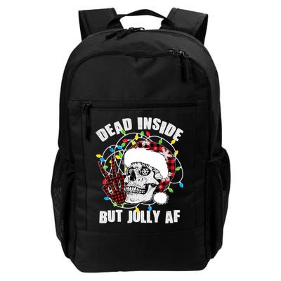 Funny Christmas Dead Inside But Jolly AF Peace Out Skull Backpack