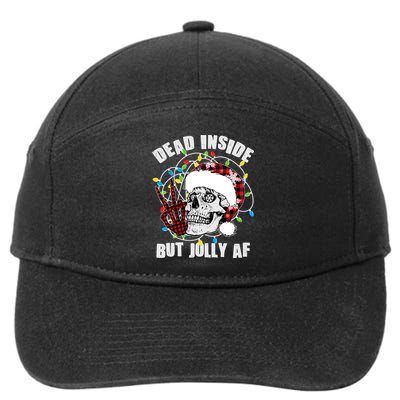 Funny Christmas Dead Inside But Jolly AF Peace Out Skull 7-Panel Snapback Hat
