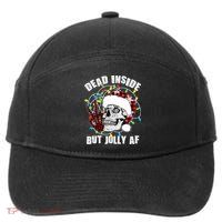 Funny Christmas Dead Inside But Jolly AF Peace Out Skull 7-Panel Snapback Hat