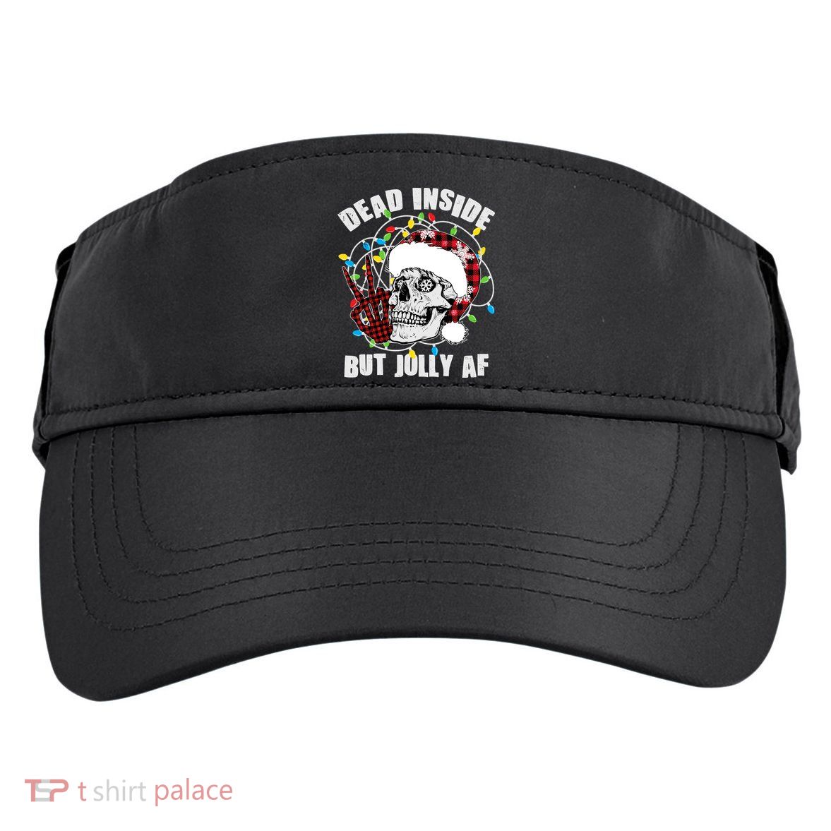 Funny Christmas Dead Inside But Jolly AF Peace Out Skull Adult Drive Performance Visor