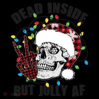 Funny Christmas Dead Inside But Jolly AF Peace Out Skull Mug