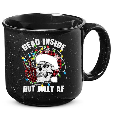 Funny Christmas Dead Inside But Jolly AF Peace Out Skull 15oz Campfire Ceramic Mug