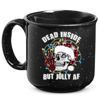 Funny Christmas Dead Inside But Jolly AF Peace Out Skull 15oz Campfire Ceramic Mug
