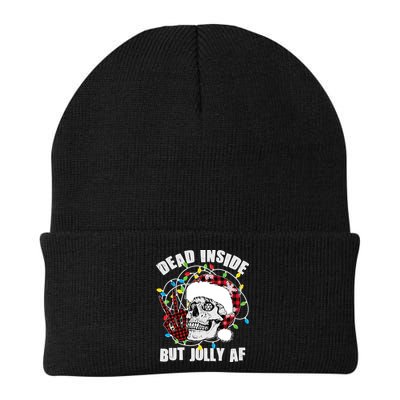 Funny Christmas Dead Inside But Jolly AF Peace Out Skull Beanie