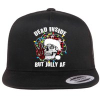 Funny Christmas Dead Inside But Jolly AF Peace Out Skull Flat Bill Trucker Hat