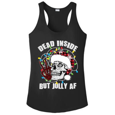 Funny Christmas Dead Inside But Jolly AF Peace Out Skull Ladies PosiCharge Competitor Racerback Tank