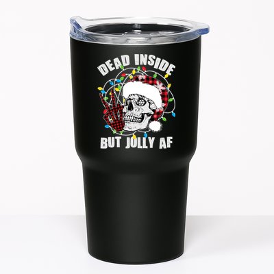 Funny Christmas Dead Inside But Jolly AF Peace Out Skull Tumbler