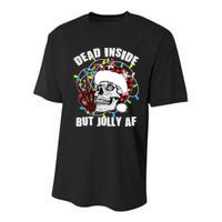 Funny Christmas Dead Inside But Jolly AF Peace Out Skull Youth Performance Sprint T-Shirt