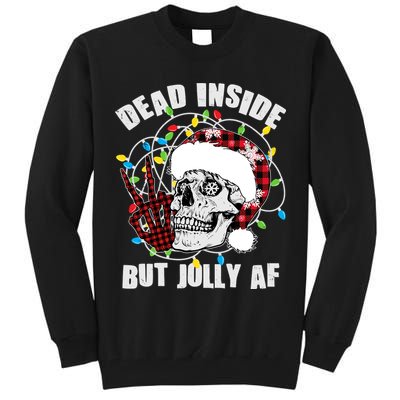 Funny Christmas Dead Inside But Jolly AF Peace Out Skull Tall Sweatshirt