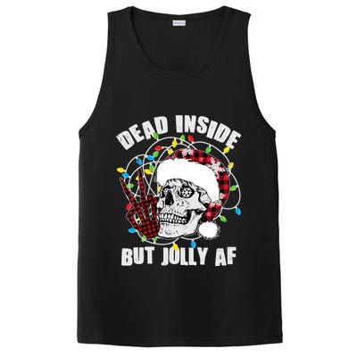 Funny Christmas Dead Inside But Jolly AF Peace Out Skull PosiCharge Competitor Tank