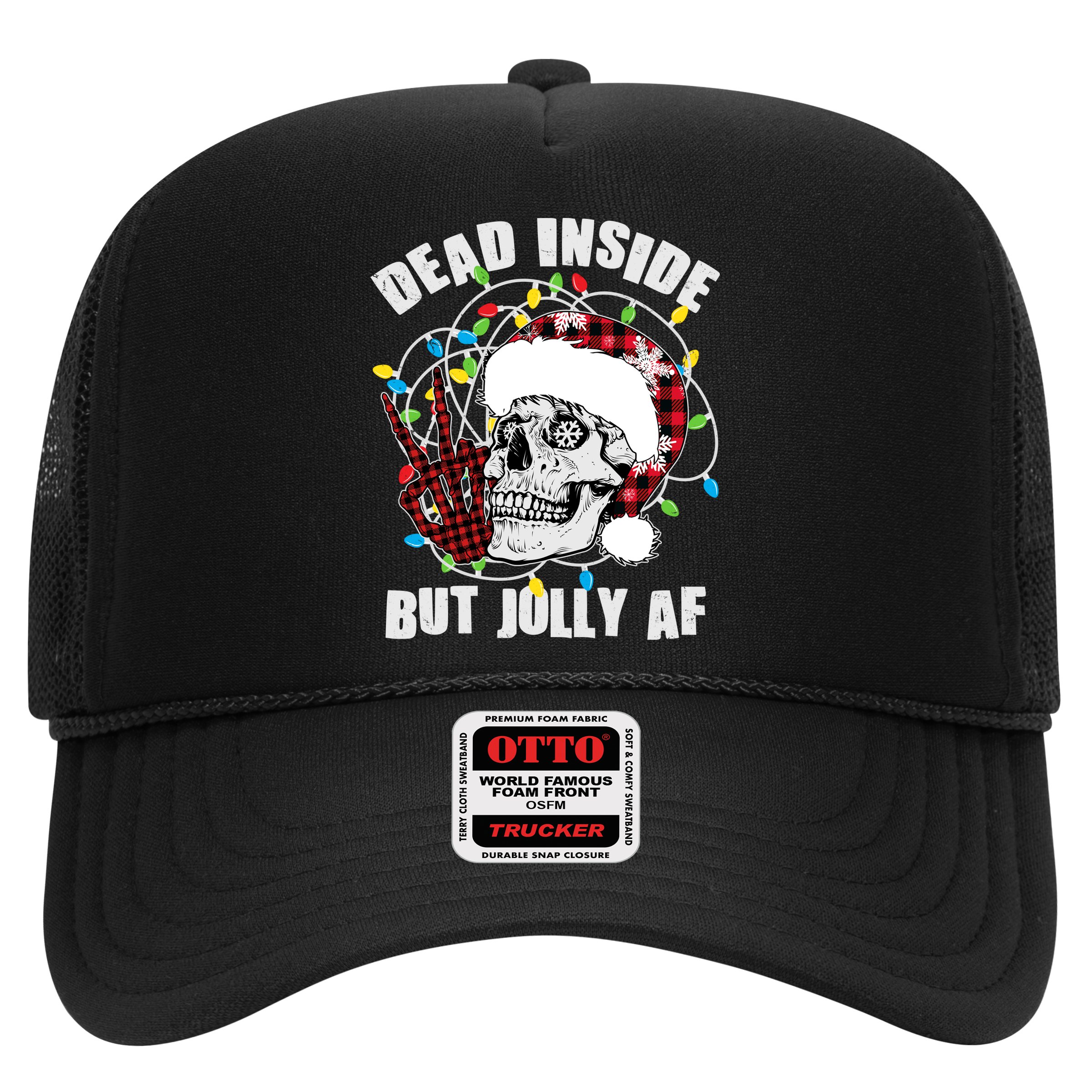 Funny Christmas Dead Inside But Jolly AF Peace Out Skull Hat