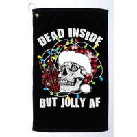 Funny Christmas Dead Inside But Jolly AF Peace Out Skull Golf Towel