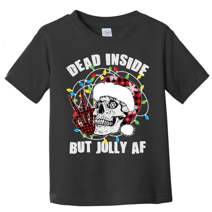 Funny Christmas Dead Inside But Jolly AF Peace Out Skull Toddler T-Shirt