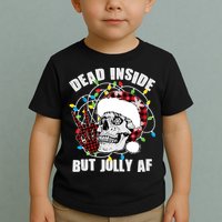 Funny Christmas Dead Inside But Jolly AF Peace Out Skull Toddler T-Shirt