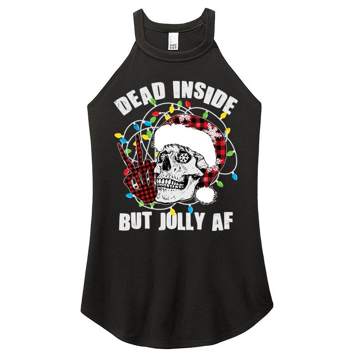 Funny Christmas Dead Inside But Jolly AF Peace Out Skull Women's Perfect Tri Rocker Tank