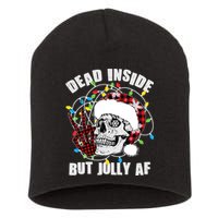 Funny Christmas Dead Inside But Jolly AF Peace Out Skull Short Acrylic Beanie