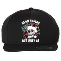 Funny Christmas Dead Inside But Jolly AF Peace Out Skull Wool Snapback Cap