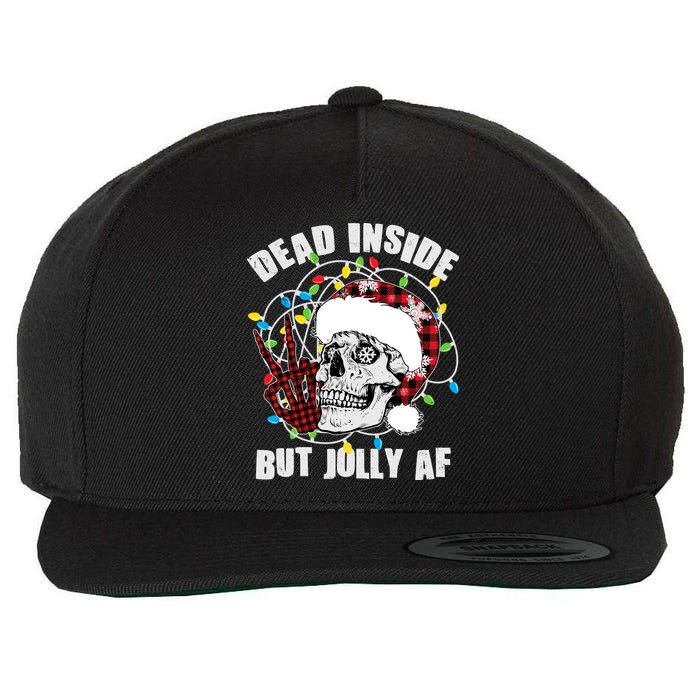 Funny Christmas Dead Inside But Jolly AF Peace Out Skull Wool Snapback Cap