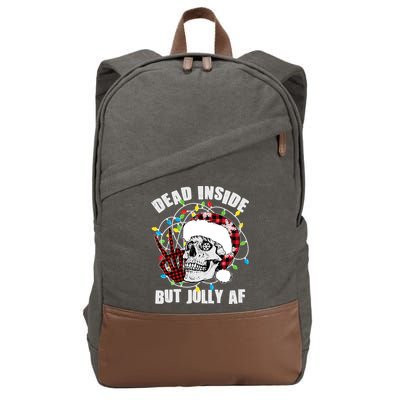 Funny Christmas Dead Inside But Jolly AF Peace Out Skull Cotton Canvas Backpack