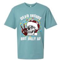 Funny Christmas Dead Inside But Jolly AF Peace Out Skull Sueded Cloud Jersey T-Shirt