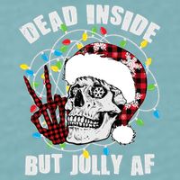 Funny Christmas Dead Inside But Jolly AF Peace Out Skull Sueded Cloud Jersey T-Shirt