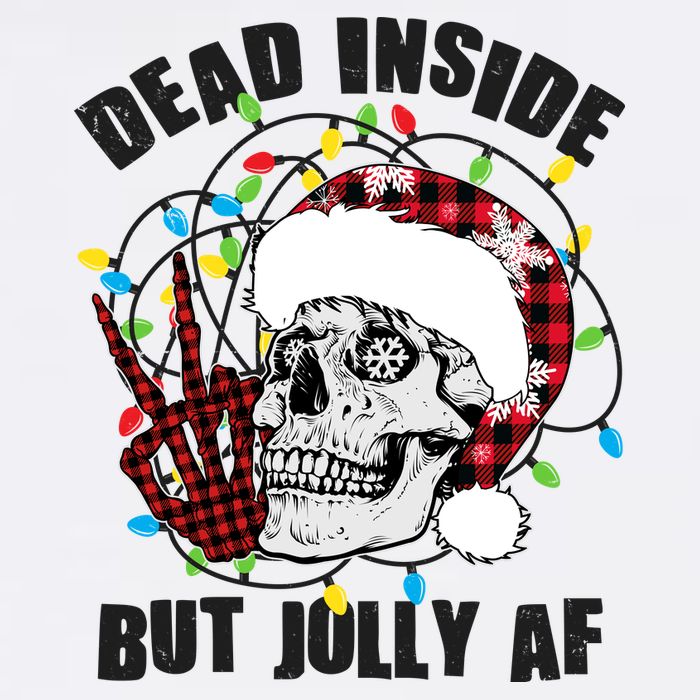 Funny Christmas Dead Inside But Jolly AF Peace Out Skull Garment-Dyed Sweatshirt