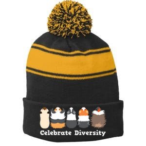 Funny Celebrate Diversity Cute Shirts For Guinea Pig Lovers Stripe Pom Pom Beanie