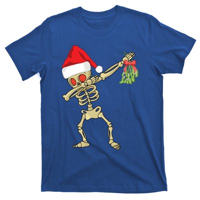 Funny Christmas Dabbing Skeleton Monster Santa Hat Mistletoe Gift T-Shirt