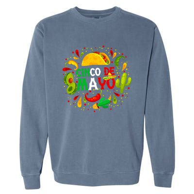 Fiesta Cinco De Mayo Party Mexican Garment-Dyed Sweatshirt