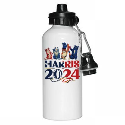 Funny Cat Design Kamala Harris 2024 Childless Cat Lady Aluminum Water Bottle