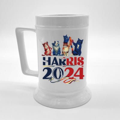 Funny Cat Design Kamala Harris 2024 Childless Cat Lady Beer Stein